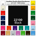 22"x22" Blank Solid Black Imported 100% Cotton Bandanna